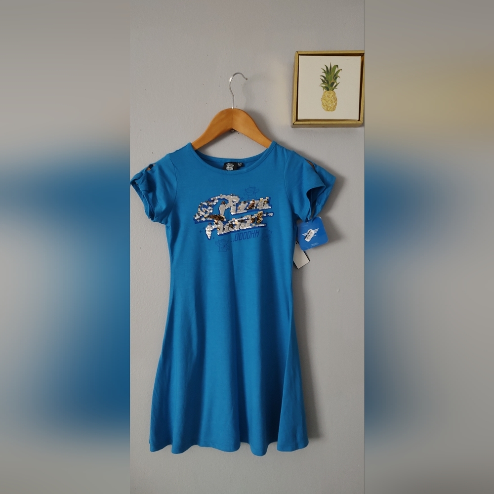 Toys Story 4 Dress Girls Color Blue Girls 7/8 Short Sleeve Sequin New